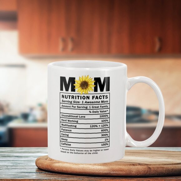 Mom Appreciation Mug "Mom Nutrition Facts" Gift for Christmas 11 oz Ceramic Mug - Picture 3 of 5